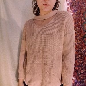 Beige keyhole sweater